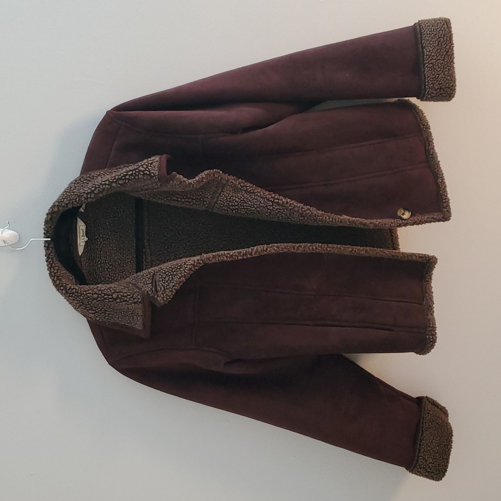Womens Llbean faux shearling lined coat. Size Medium